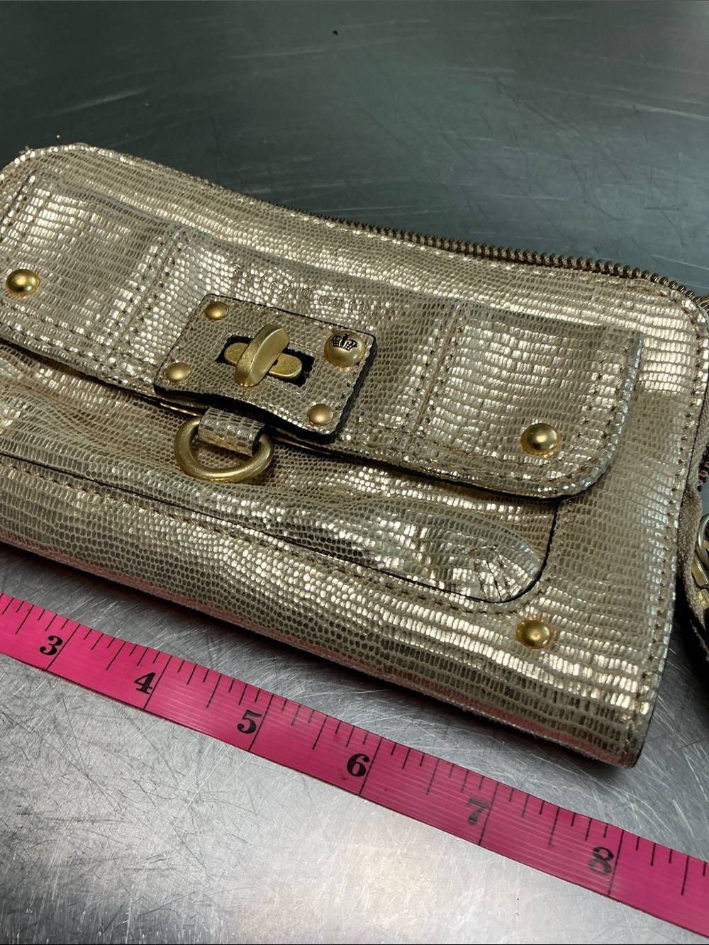 NWT Juicy Couture Gold Leather Wristlet